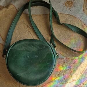Portland Leather Green Round Crossbody Bag